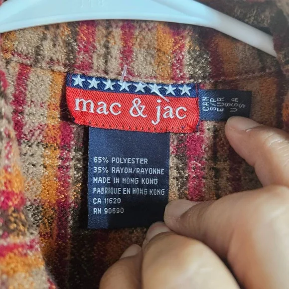 Mac & Jac Womens Plaid Flannel Shirt Long Sleeve Button Up Fall‎ Winter Casual - Picture 3 of 5